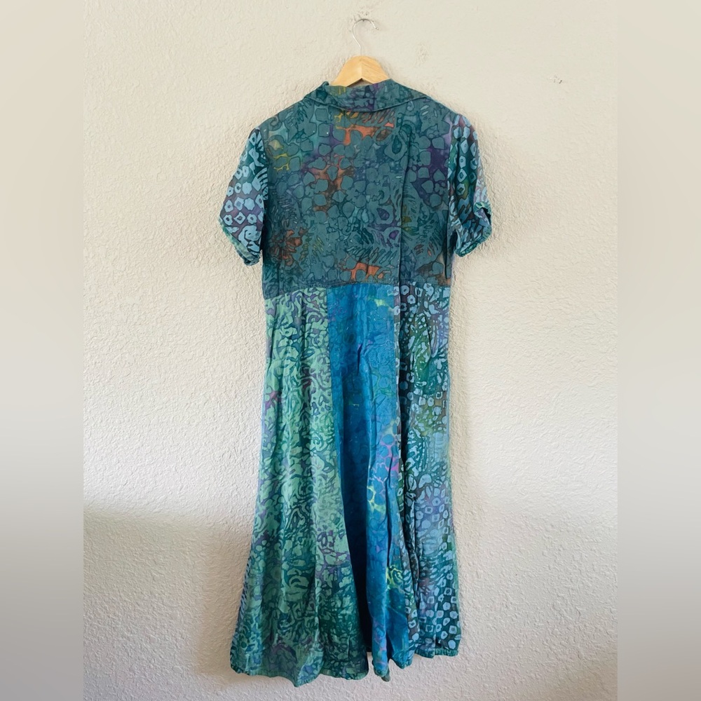 Vintage Winter Sun Button Front Patchwork Midi / … - image 4